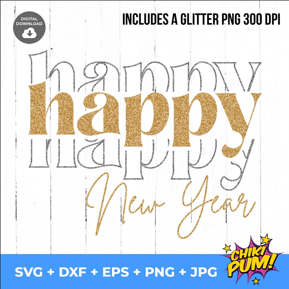 Happy Happy Happy New Year SVG, New Year Shirt SVG, Retro New Year SVG, Vintage Holiday Svg, Boho New Year - 6.jpg
