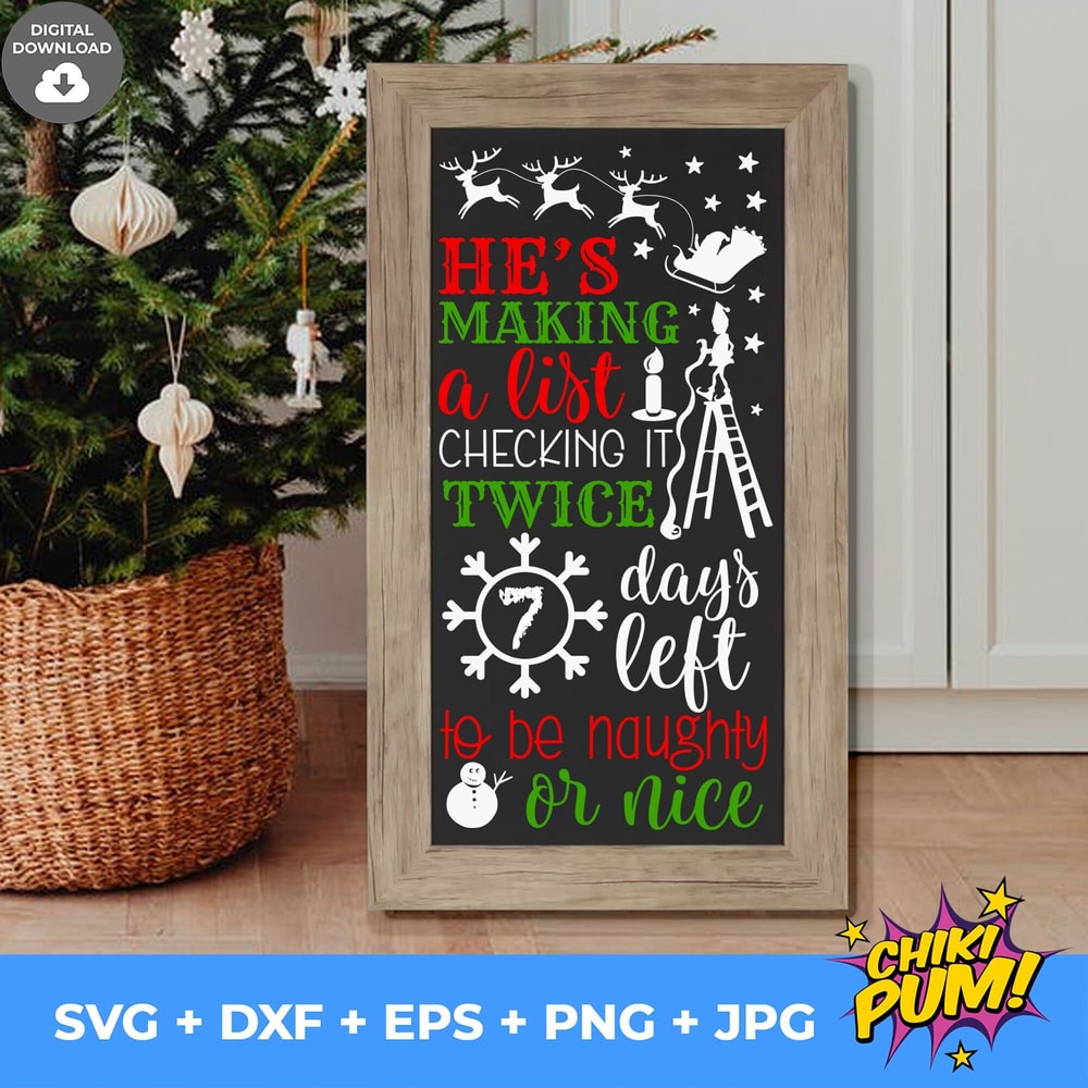 He's making a list svg, He is making a list svg, Christmas Countdown SVG, Christmas svg, Naughty list svg, Svg Files for Cricut Silhouette - 1.jpg
