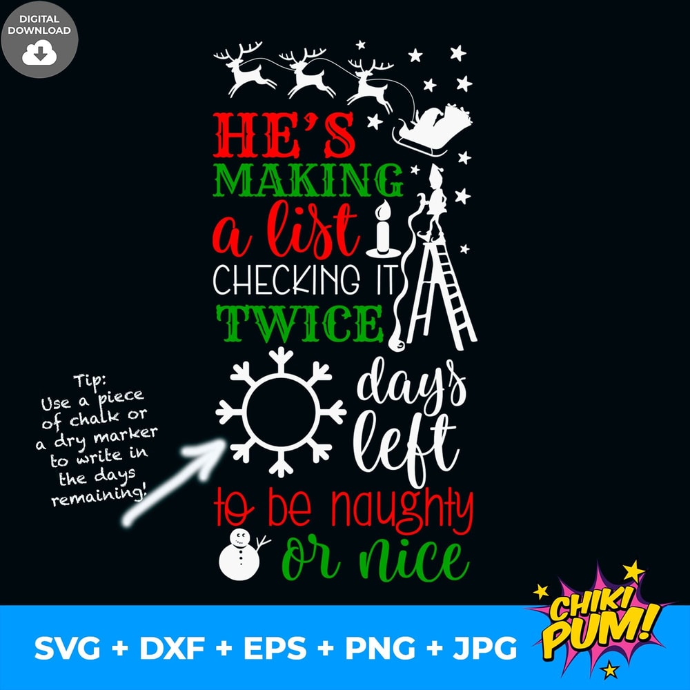 He's making a list svg, He is making a list svg, Christmas Countdown SVG, Christmas svg, Naughty list svg, Svg Files for Cricut Silhouette - 2.jpg