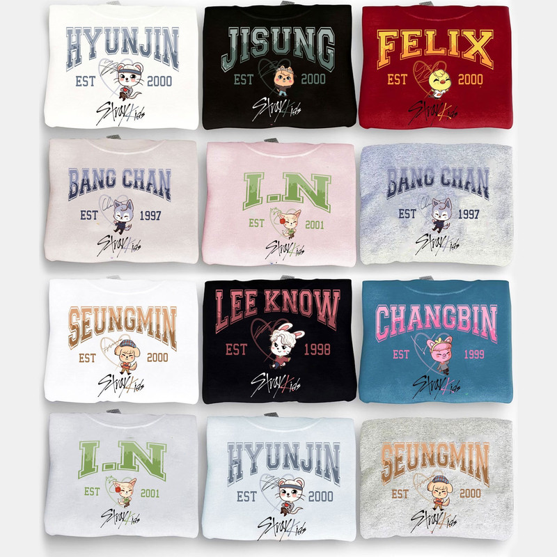 Stray Kids Members shirt, Stray Kids SKZOO Sweatshirt, Stray Kids Signatures, Stay Gifts, Stray Kids Merch, Kpop shirt, SKZ bang chan,felix - 1.jpg