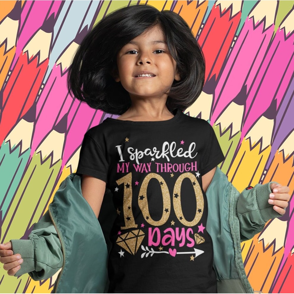 I sparkled my way trough 100 days SVG, 100 days of school SVG, 100 days girl shirt cut files - 3.jpg