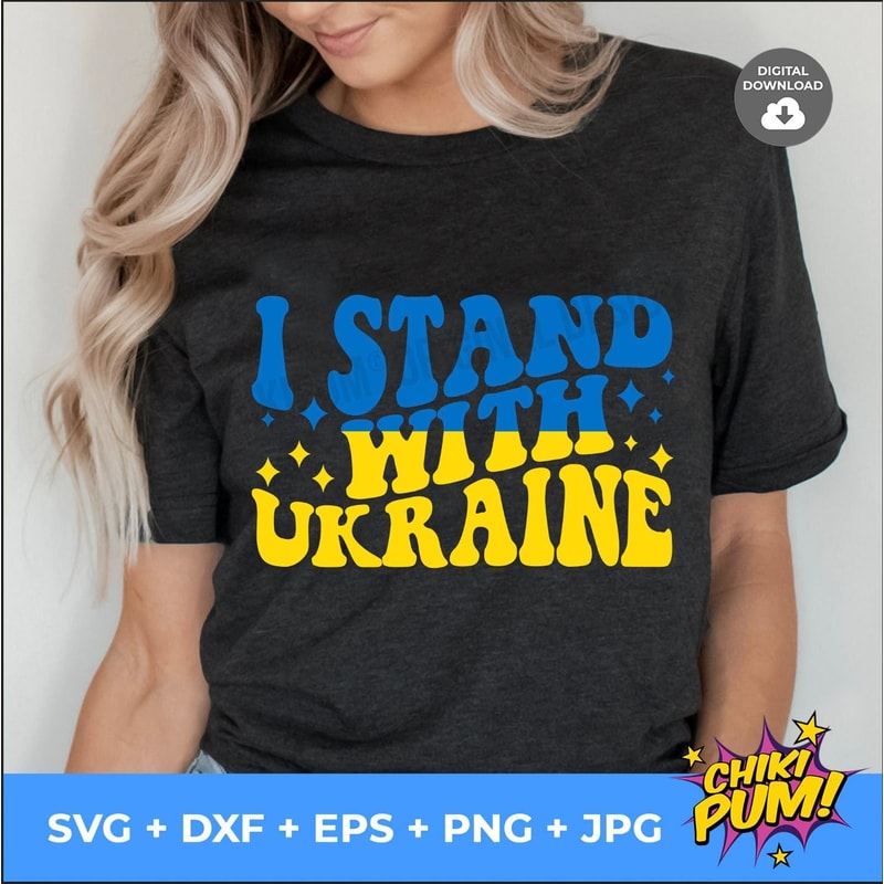 I stand with Ukraine SVG, Stop War SVG, Support Ukraine SVG, Wavy text retro, Anti war shirt - 1.jpg