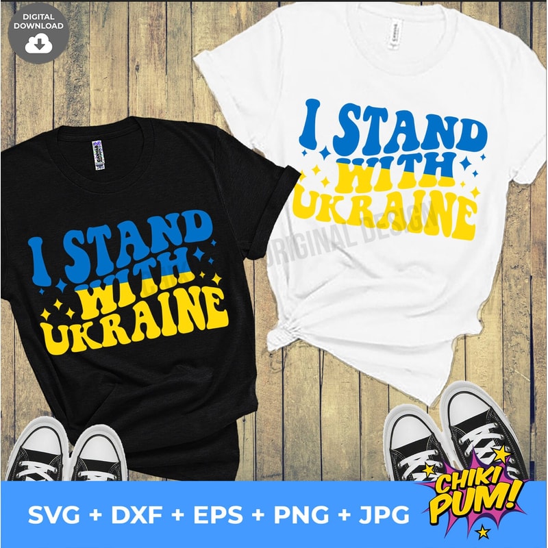 I stand with Ukraine SVG, Stop War SVG, Support Ukraine SVG, Wavy text retro, Anti war shirt - 2.jpg