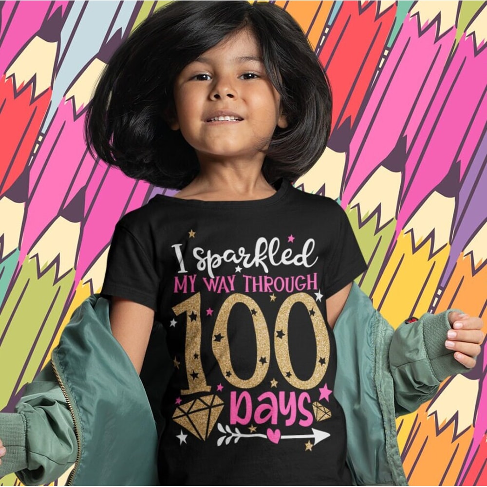 I sparkled my way trough 100 days SVG, 100 days of school SVG, 100 days girl shirt cut files - 9.jpg