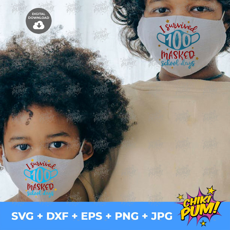I Survived 100 Masked School Days svg, I survived 100 days, 100 days of School svg, Mask 100 days SVG - 6.jpg