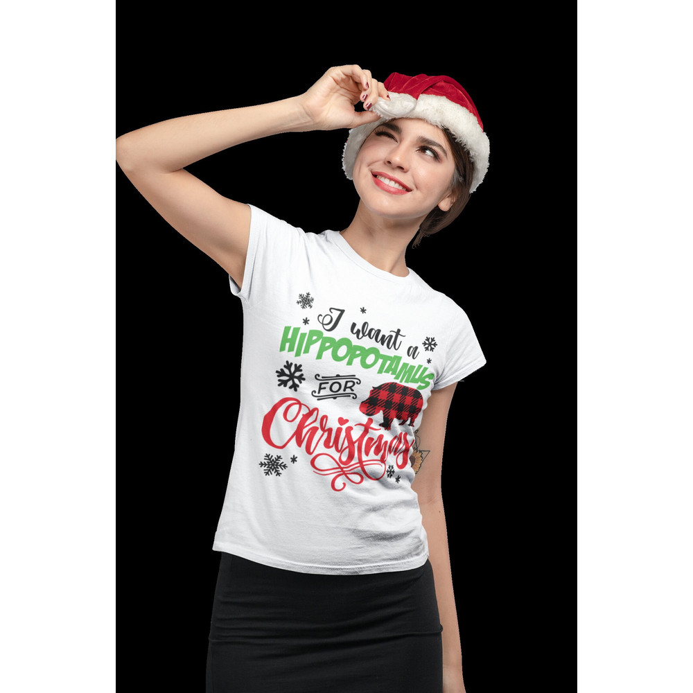 I Want A Hippopotamus For Christmas SVG, Hippo svg, Buffalo Plaid Print SVG - 3.jpg