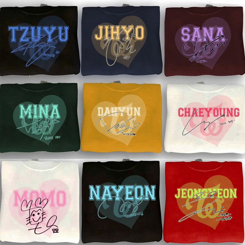 Twice Members shirt, Twice Sweatshirt, Twice Signatures, Once Gifts, Twice Merch, Kpop Fan shirt, Twice Jeongyeon Sana Dahyun Momo shirt - 1.jpg