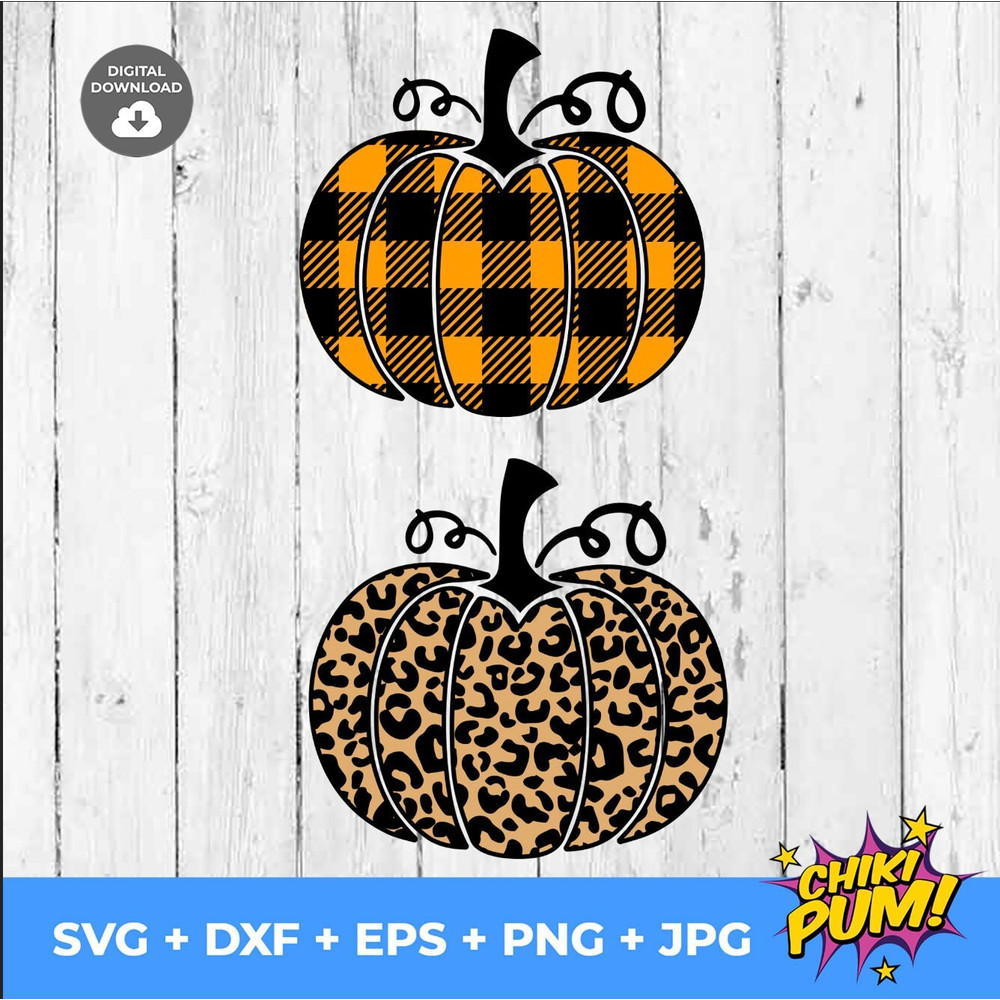 Leopard Print Pumpkin SVG, Buffalo Plaid Pumpkin SVG, Thanksgiving Pumpkin Svg, Cricut, Silhouette - 5.jpg