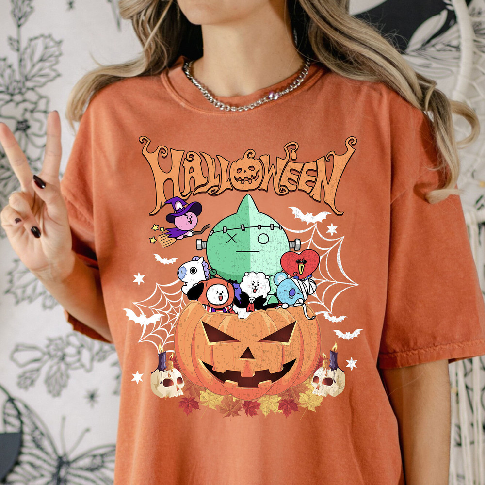 Vintage Halloween BT21 Shirt, Cute Scary Fall Shirt, BT21 Spooky Season Sweatshirt, Army Gift, BTS BT21 Boo Halloween Tee, Bangtan Shirt - 2.jpg