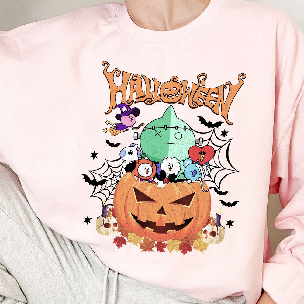 Vintage Halloween BT21 Shirt, Cute Scary Fall Shirt, BT21 Spooky Season Sweatshirt, Army Gift, BTS BT21 Boo Halloween Tee, Bangtan Shirt - 3.jpg
