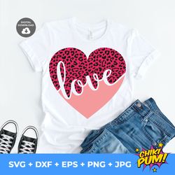 love leopard heart, valentines day svg, valentines heart svg, digital cut files