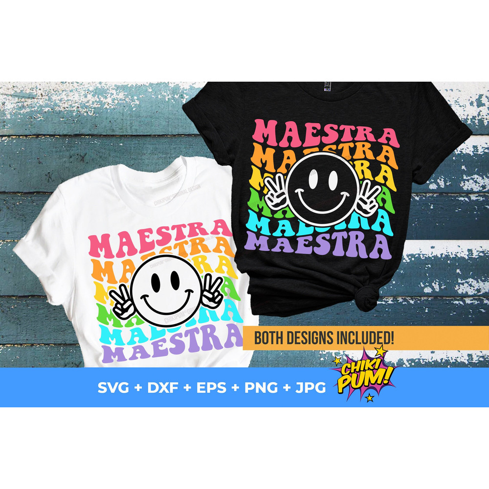 Maestra SVG, Maestra Png, Spanish teacher SVG, Retro Wavy svg, Bilingual Teacher SVG, Teacher life cut files - 1.jpg