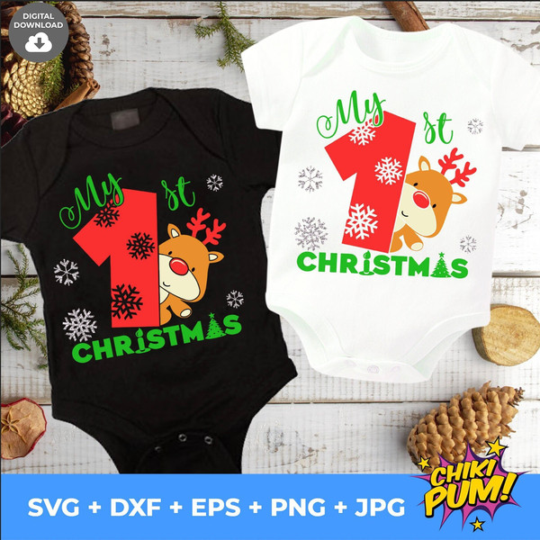 My First Christmas Svg, Baby Christmas Svg, Baby First Shirt Svg, Svg Dxf Eps Png, Silhouette, Cricut, Christmas Baby Svg - 1.jpg