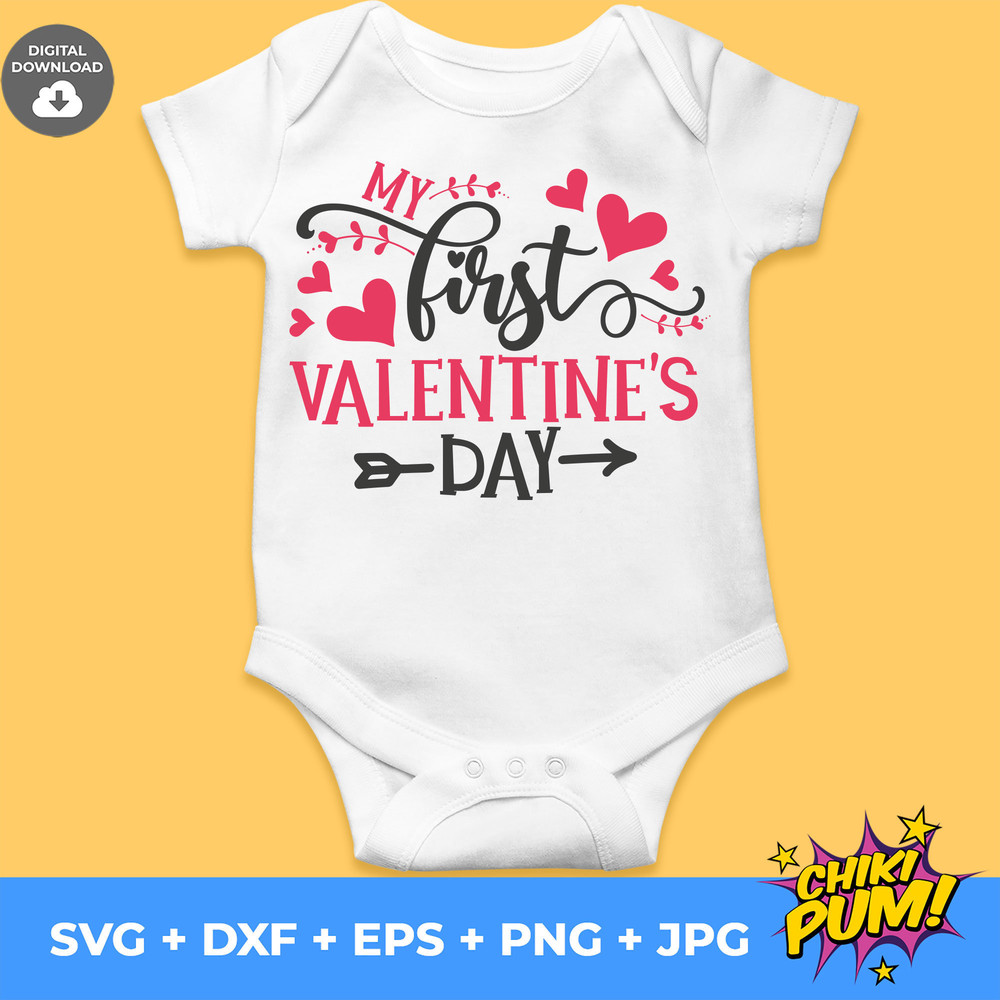 My first Valentine's day Girl svg, 1st Valentines Girl, Baby first Valentine, Baby girl Valentine - 1.jpg