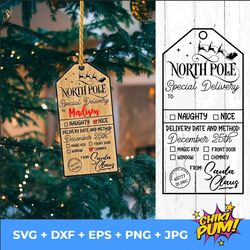north pole delivery tag svg, christmas gift tag, special delivery from the north pole, svg, png, jpg, dxf, eps