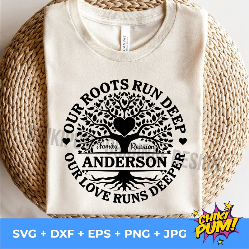 Our roots run deep but our love runs deeper SVG, Family Reunion SVG, Tree with roots SVG, Family reunion shirt png - 1.jpg