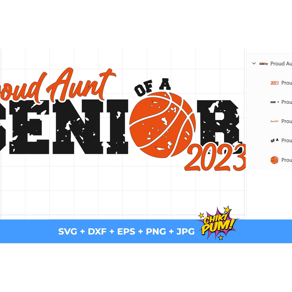 Proud Aunt of a Senior 2023 SVG, Distressed dad, Basketball Aunt SVG, Basketball cut files, Basketball Aunt PNG - 5.jpg