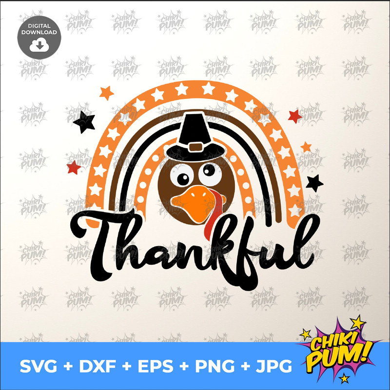Rainbow Svg, Turkey face Svg, Thankful Svg, Fall Cut Files, Thanksgiving Svg, Girls, Kids Svg Dxf Eps Png, Silhouette Cricut - 5.jpg