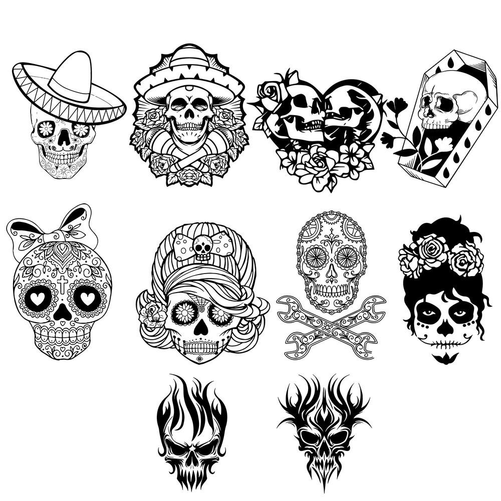 Skull svg bundle, skull png files, sugar skulls svg, Skull PNG Bundle, Skull Head Svg, Instant download - 5.jpg