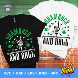 shamrock and roll svg, st patricks svg, skeleton svg, rocker svg, st paddys png, st patricks day digital download cutfil