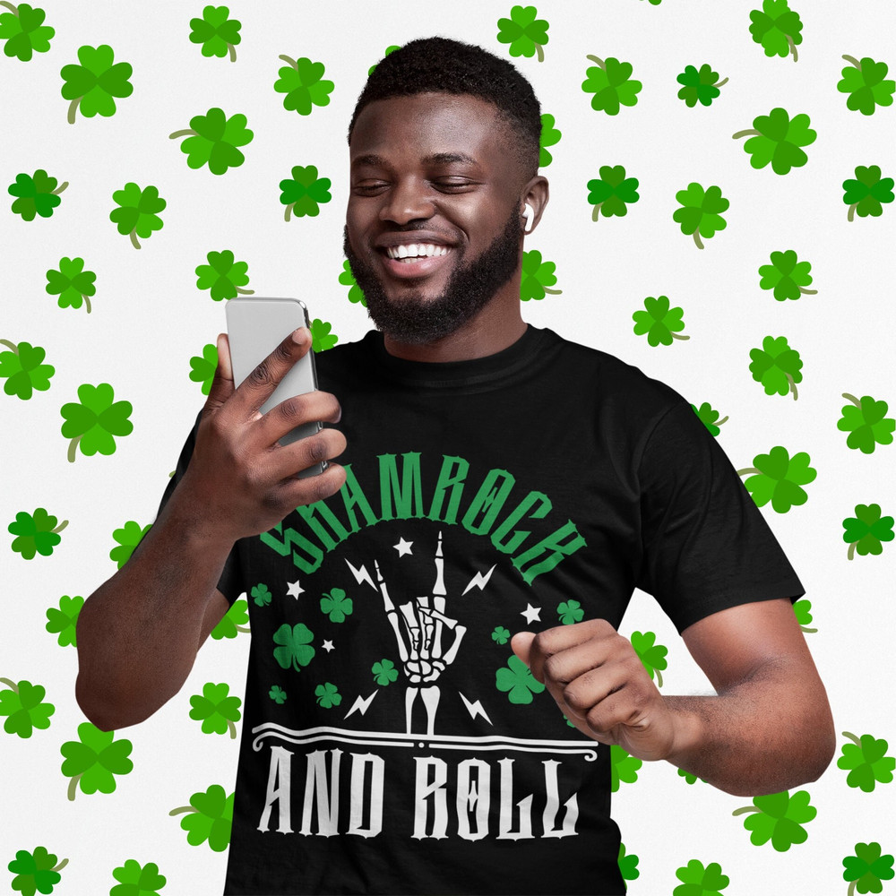 Shamrock And Roll SVG, St Patrick's svg, Skeleton svg, Rocker svg, St Paddy's png, st Patrick's Day Digital Download Cutfile - 2.jpg