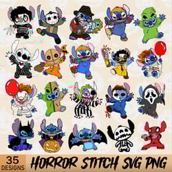 horror halloween stitch svg bundle 35 designs cute disney stitch svg stitch killer characters svg png digital download