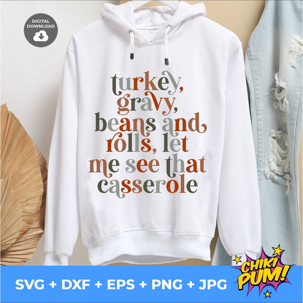 Turkey, gravy, beans and rolls, let me see that casserole SVG, PNG, Retro, thanksgiving tshirt, Instant download, digital - 3.jpg