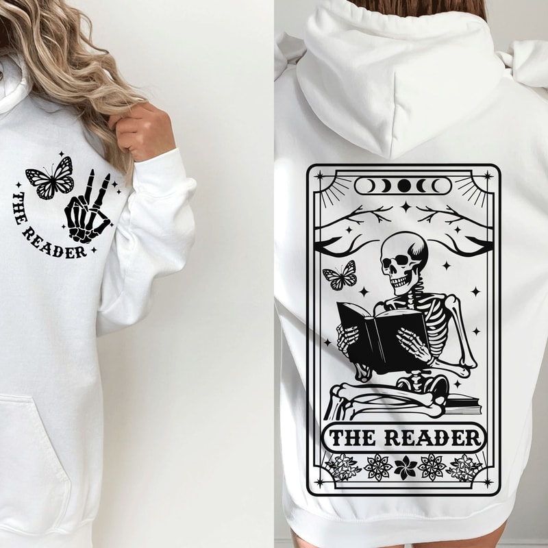 The reader tarot card SVG, Skeleton reading svg, The reader svg, Book lover svg, Reading svg, Booktrovert svg,Reader Svg, funny book svg - 2.jpg