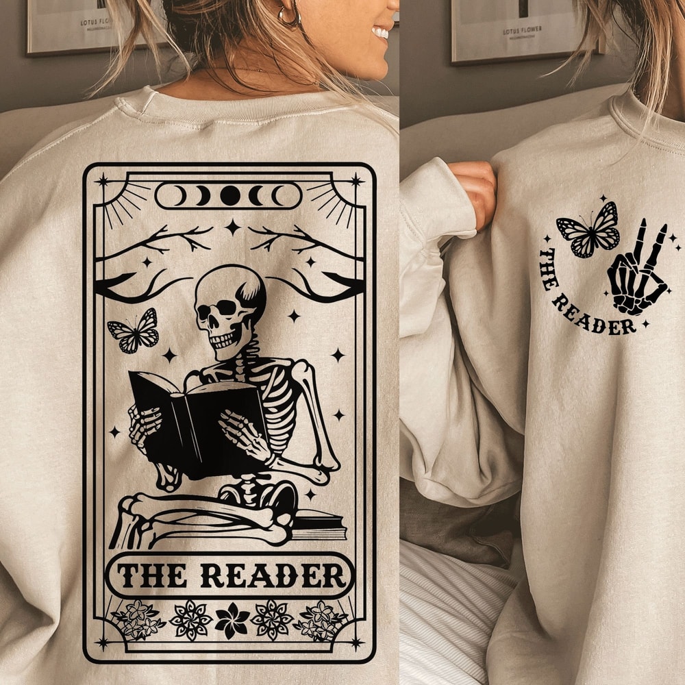 The reader tarot card SVG, Skeleton reading svg, The reader svg, Book lover svg, Reading svg, Booktrovert svg,Reader Svg, funny book svg - 3.jpg
