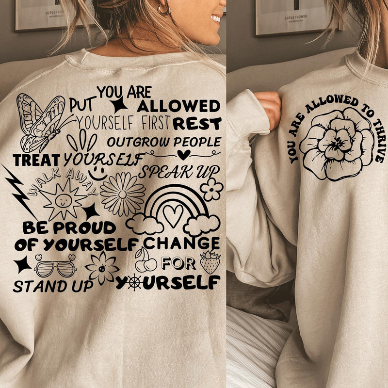 You Are Allowed To Thrive svg, Retro shirt svg, Front pocket svg, Aesthetic svg designs, Groovy svg, Motivational quote svg - 1.jpg