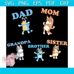 bluey family birthday svg, bluey kids party svg, trending svg, bluey kids
