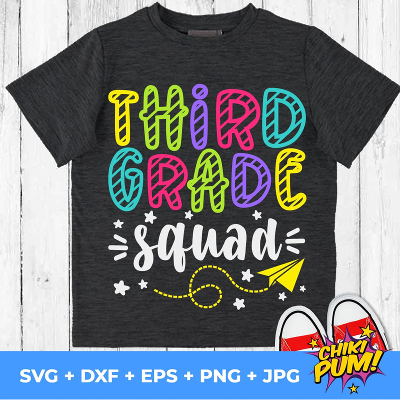 Back to School Third Grade Squad svg png jpg dxf eps, Cut file, Commercial Use, SVG, Third Grade svg, First Day Cut files - 1.jpg