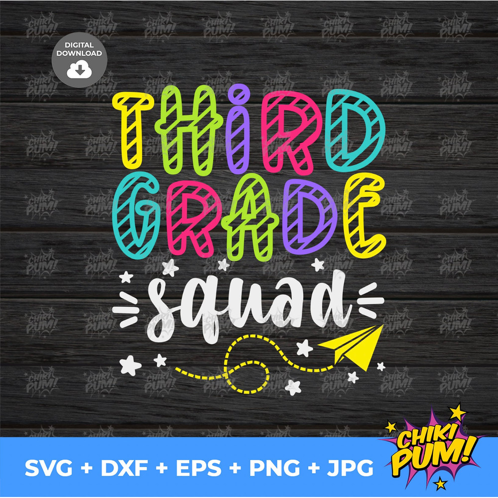 Back to School Third Grade Squad svg png jpg dxf eps, Cut file, Commercial Use, SVG, Third Grade svg, First Day Cut files - 5.jpg