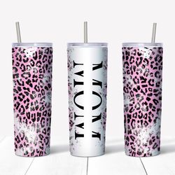 mom pink gold leopard sunflower 20 oz skinny tumbler, glitter sunflower sublimation tumbler design digital download png