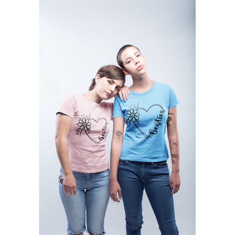 Besties Heart SVG Cut File, Best Friends SVG, Besties floral svg, Friendship Shirt Print, Besties SVG - 3.jpg