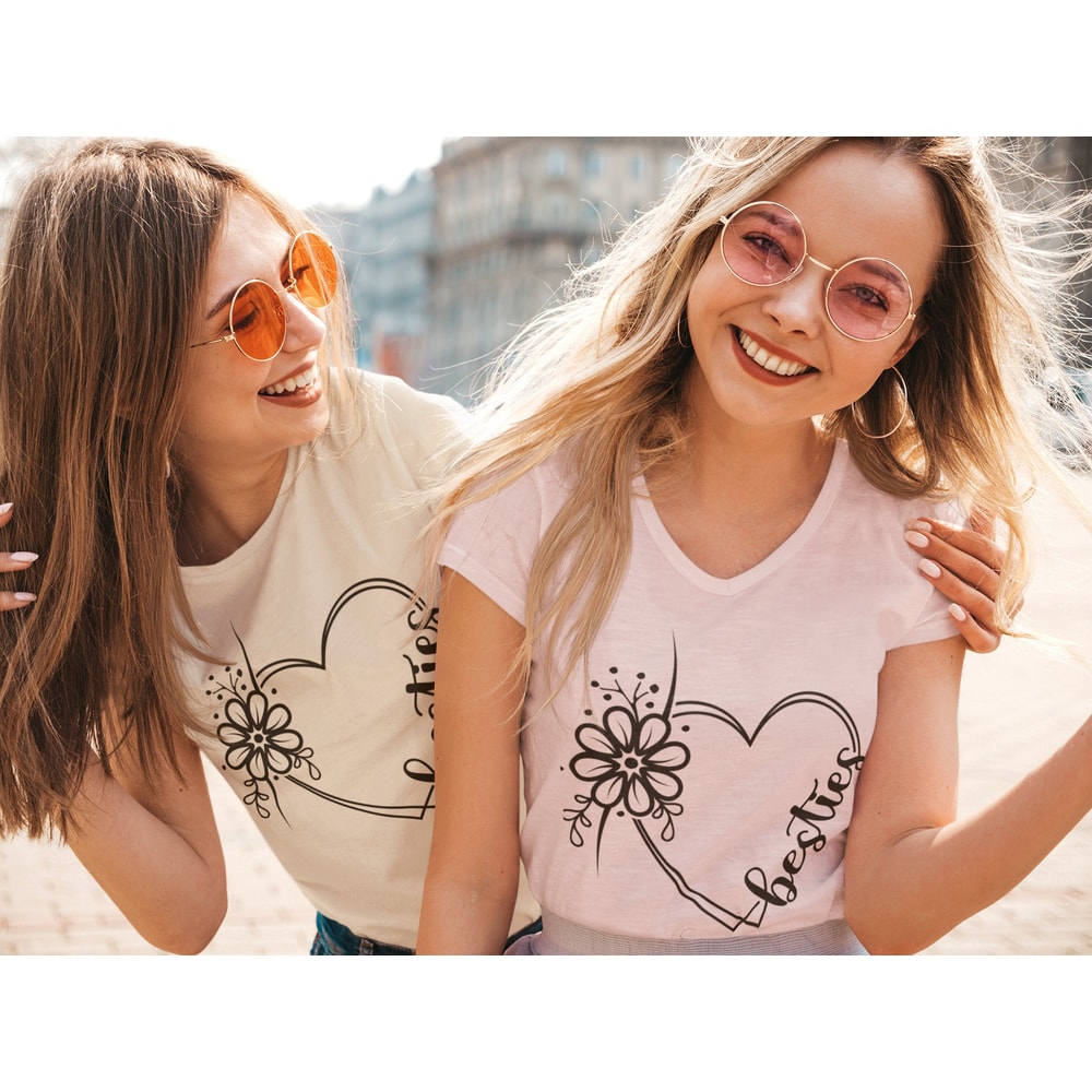 Besties Heart SVG Cut File, Best Friends SVG, Besties floral svg, Friendship Shirt Print, Besties SVG - 4.jpg