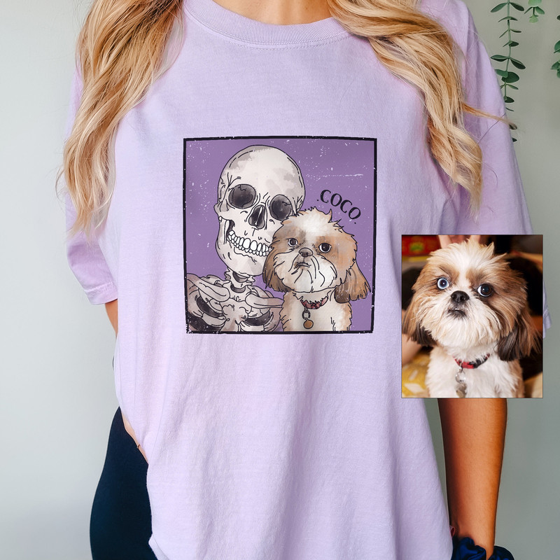 Custom Comfort Colors Dog Shirt, Personalized Pet Photo and Name, Watercolor Illustration, Dog Portraits from Photos - 1.jpg