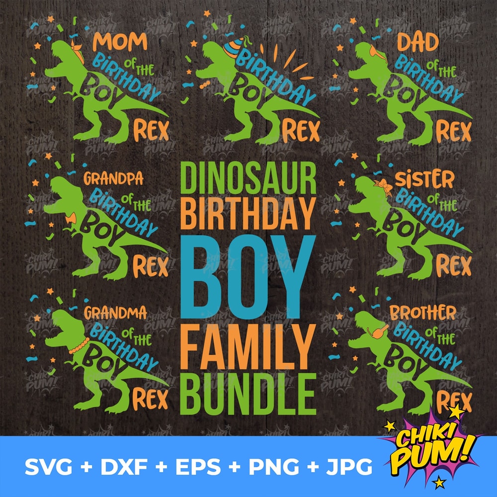Dinosaur Birthday Boy Family Bundle Svg, Family Saurus svg, Boys T Rex Party Svg, Dxf, Eps, Png, Dino Shirt Design, Silhouette Cricut - 2.jpg