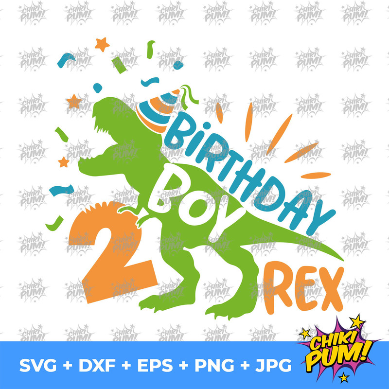 Dinosaur Birthday Boy Svg, Two T-Rex birthday, 2nd Birthday, Second Birthday SVG, T-Rex Tshirt Design, Kids SVG design - 2.jpg