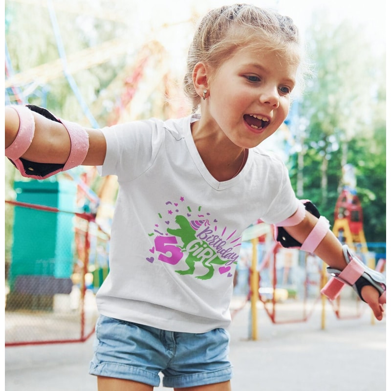 Dinosaur Birthday Girl Svg, Fifth Birthday Cut File, Five Rex Svg, 5th Birthday Svg Dxf Eps Png, T-Rex Shirt Design, Silhouette Cricut - 3.jpg