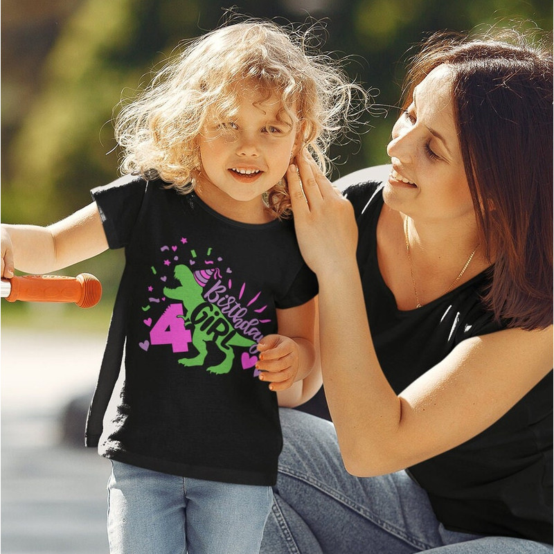 Dinosaur Birthday Girl Svg, Fourth Birthday Cut File, Four Rex Svg, 4th Birthday Svg Dxf Eps Png, T-Rex Shirt Design, Silhouette Cricut - 3.jpg