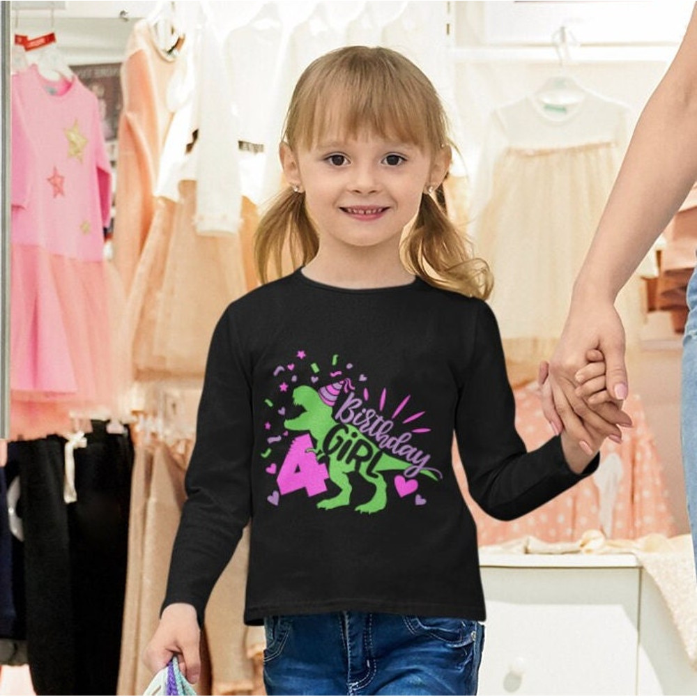 Dinosaur Birthday Girl Svg, Fourth Birthday Cut File, Four Rex Svg, 4th Birthday Svg Dxf Eps Png, T-Rex Shirt Design, Silhouette Cricut - 4.jpg