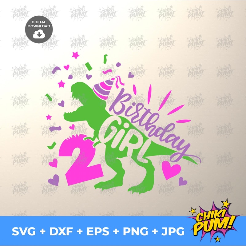 Dinosaur Birthday Girl Svg, Second Birthday Cut File, Two Rex Svg, 2nd Birthday Svg Dxf Eps Png, T-Rex Shirt Design, Silhouette Cricut - 4.jpg