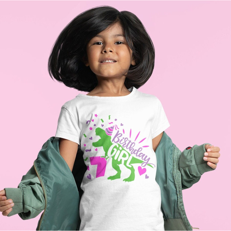 Dinosaur Birthday Girl Svg, Seventh Birthday Cut File, Seven Rex Svg, 7th Birthday Svg Dxf Eps Png, T-Rex Shirt Design, Silhouette Cricut - 2.jpg