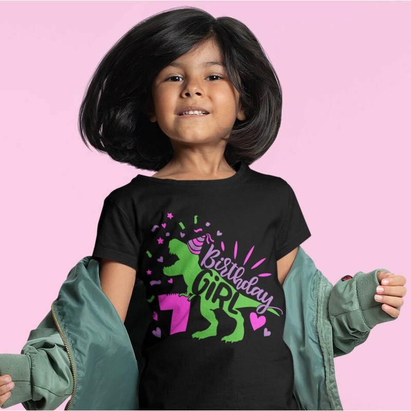 Dinosaur Birthday Girl Svg, Seventh Birthday Cut File, Seven Rex Svg, 7th Birthday Svg Dxf Eps Png, T-Rex Shirt Design, Silhouette Cricut - 3.jpg