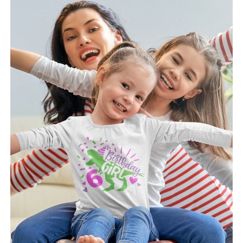 Dinosaur Birthday Girl Svg, Third Birthday Cut File, Six Rex Svg, 6th Birthday Svg Dxf Eps Png, 6 years, T-Rex Shirt, Silhouette Cricut - 2.jpg