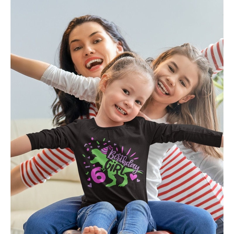 Dinosaur Birthday Girl Svg, Third Birthday Cut File, Six Rex Svg, 6th Birthday Svg Dxf Eps Png, 6 years, T-Rex Shirt, Silhouette Cricut - 3.jpg