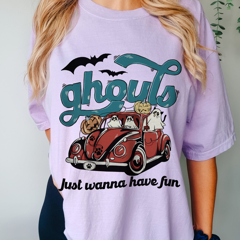 Ghouls Just Wanna Have Fun Shirt, Retro Funny Black Cat Halloween Shirt, Ghouls Night Out Shirt, Comfort Colors® Ghost Cat Halloween Shirt - 10.jpg