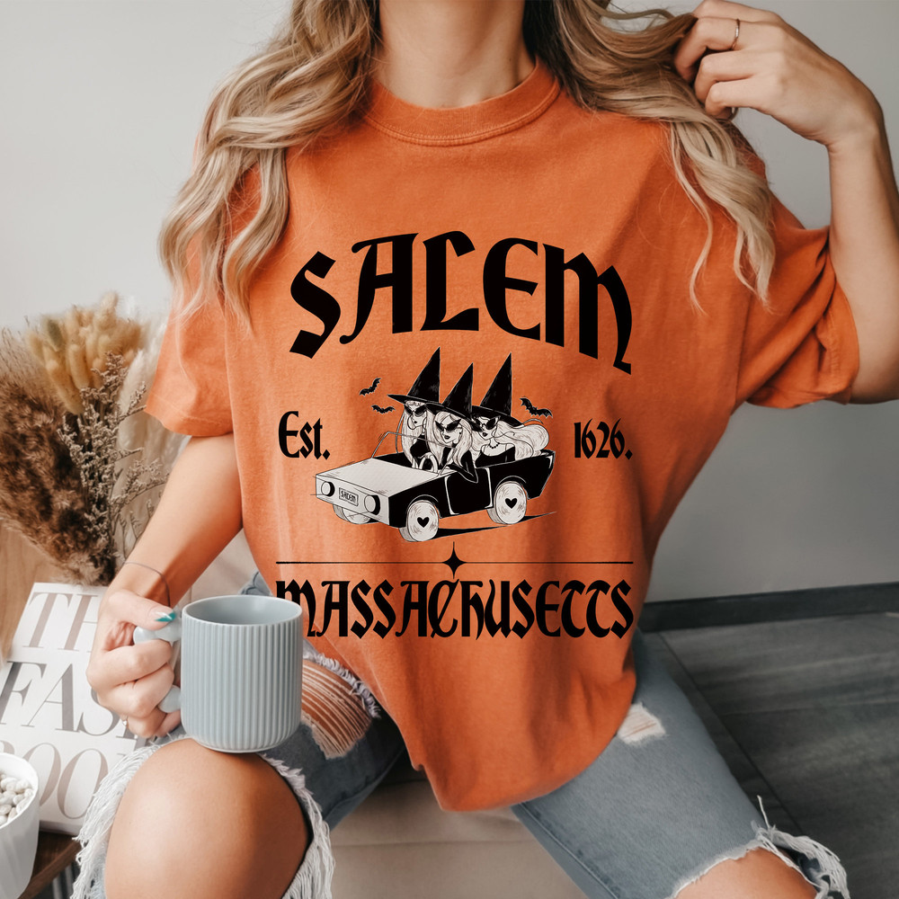 Halloween Comfort Colors® Shirt, Retro Salem Massachusetts Shirt, Vintage Spooky Season Shirt for Woman - 5.jpg