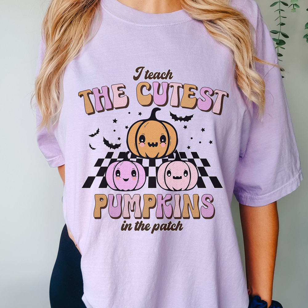 Halloween Teacher Shirts, Retro Halloween Shirts, The Cutest Pumpkins Shirt, Kindergarten Teacher Tee, Halloween Comfort Colors® T-shirt - 1.jpg